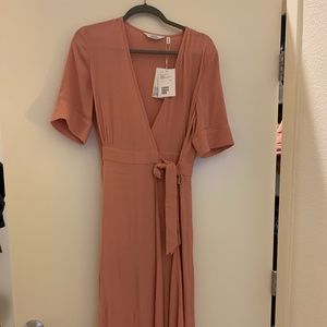 Dusty Rose Midi Wrap Dress
